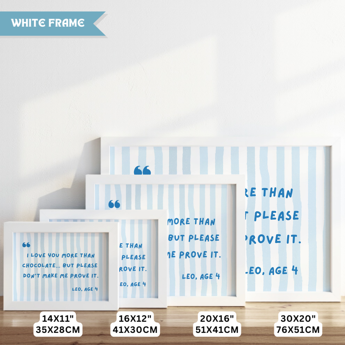 Personalized Quote Print for Kids – Blue Striped Wall Art