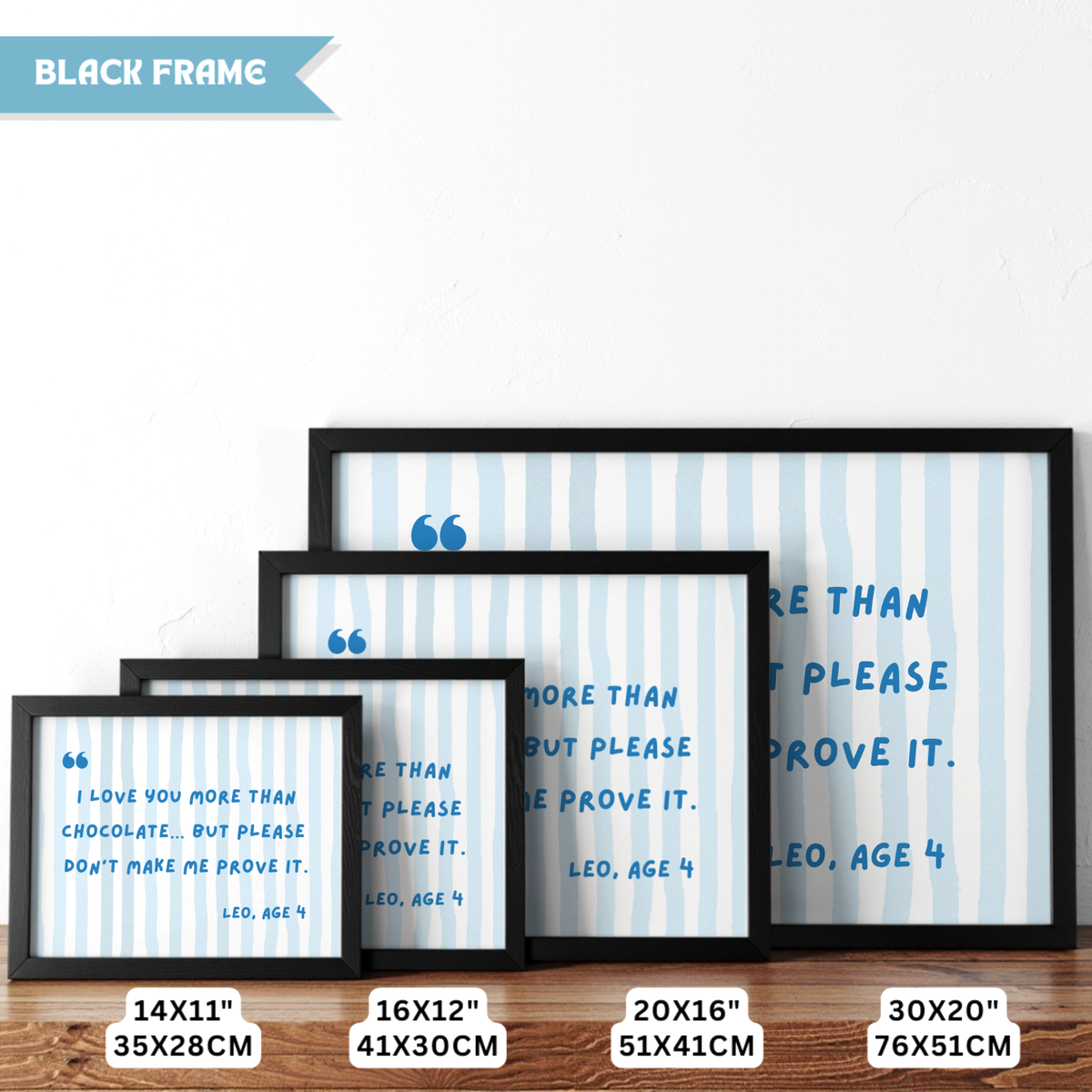 Personalized Quote Print for Kids – Blue Striped Wall Art