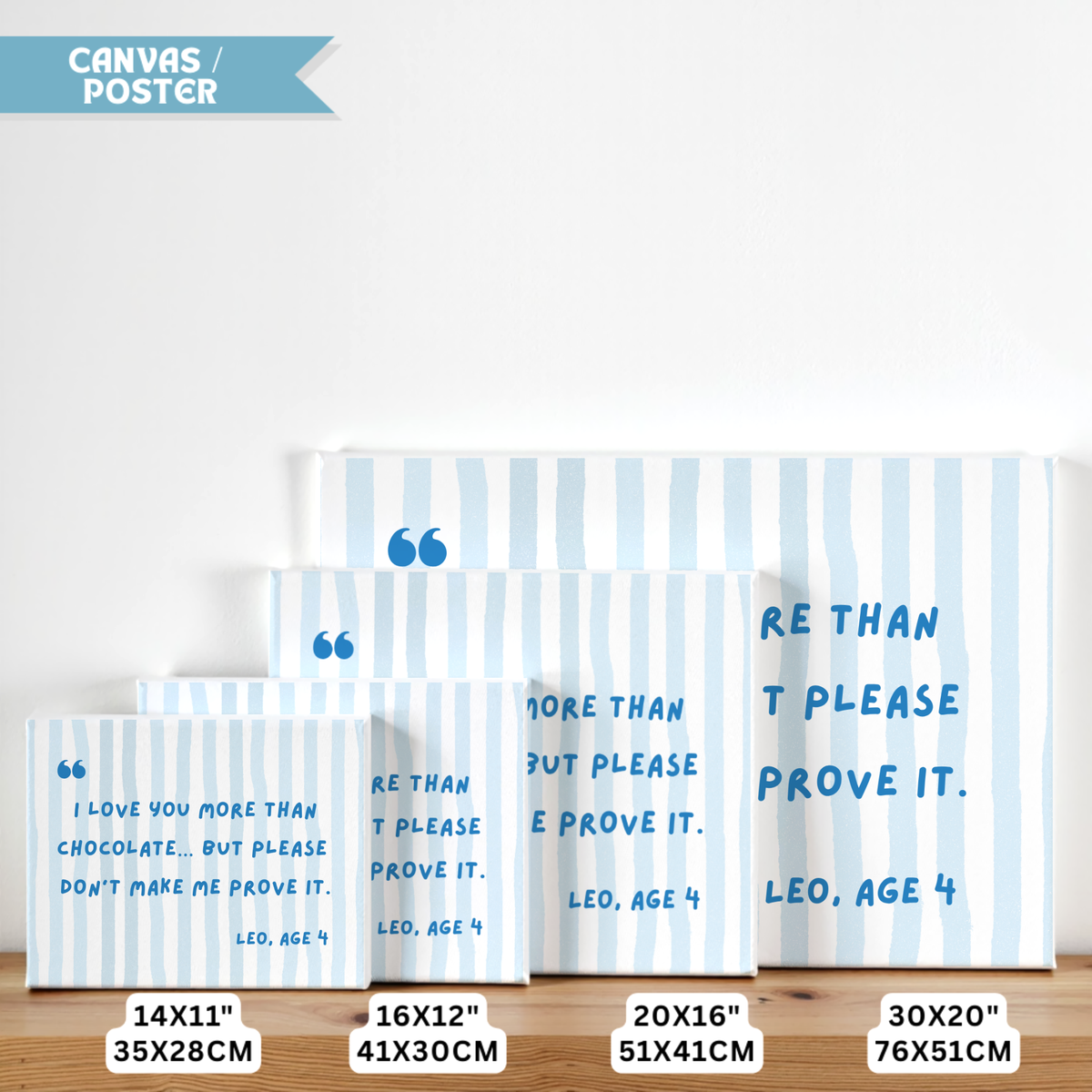 Personalized Quote Print for Kids – Blue Striped Wall Art