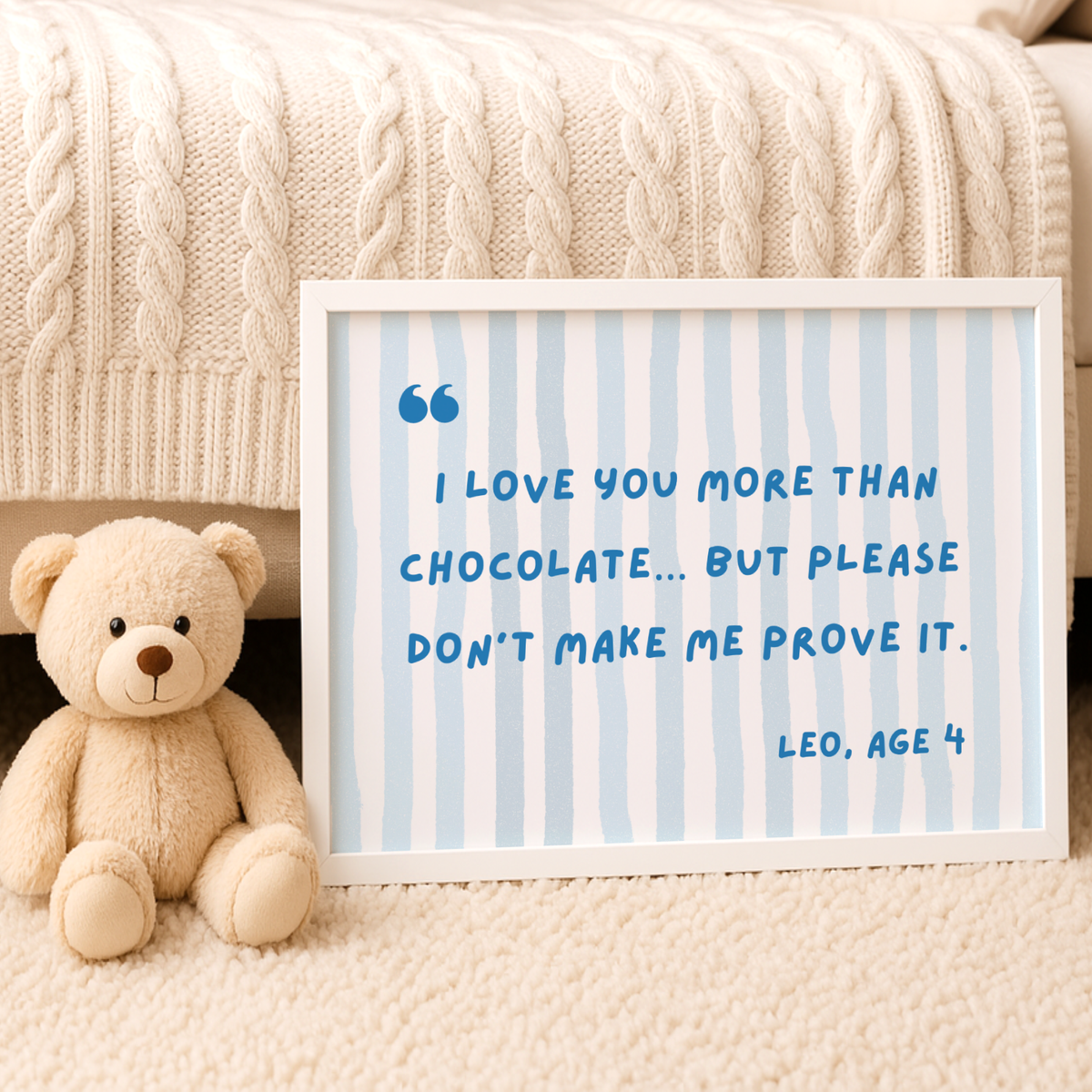 Personalized Quote Print for Kids – Blue Striped Wall Art