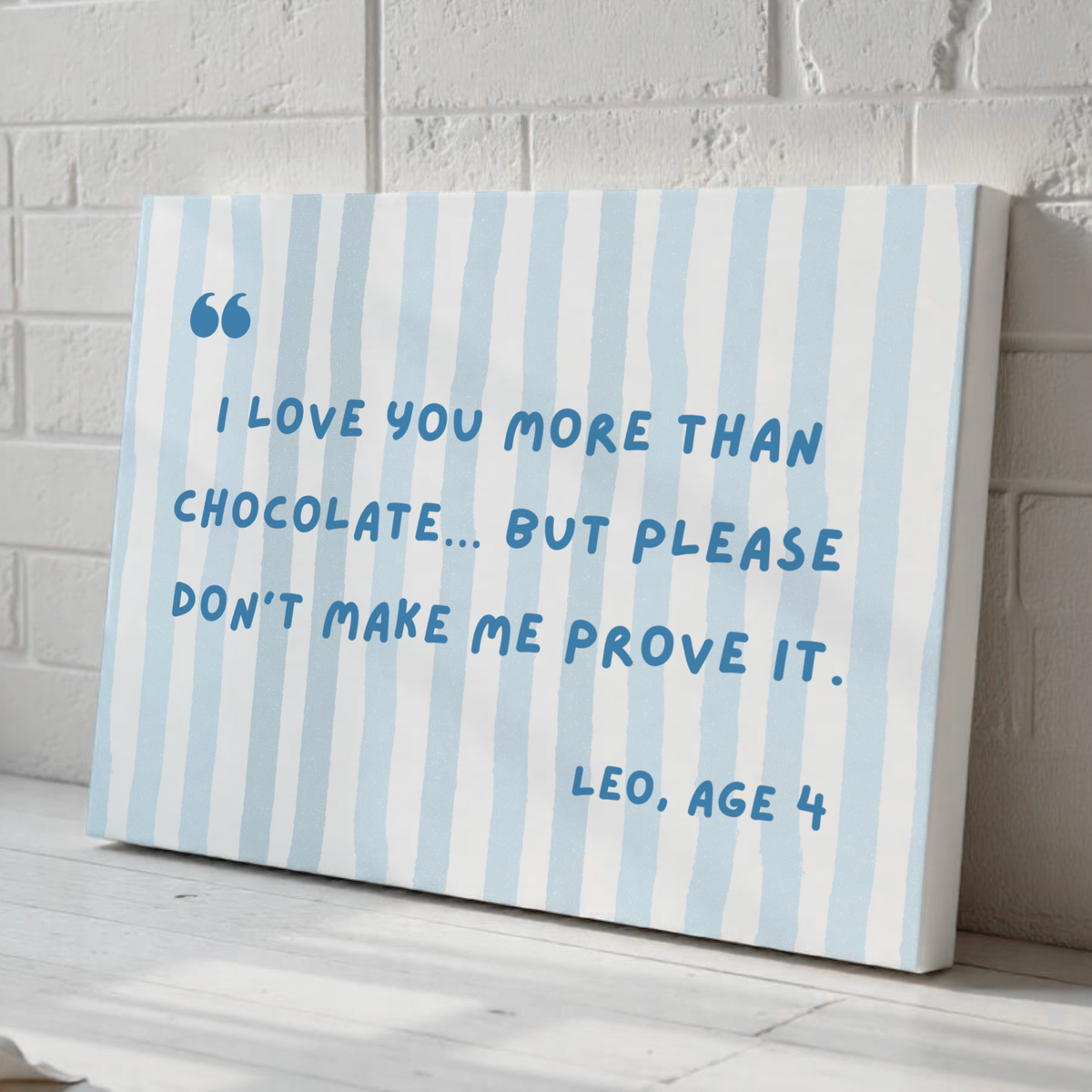 Personalized Quote Print for Kids – Blue Striped Wall Art