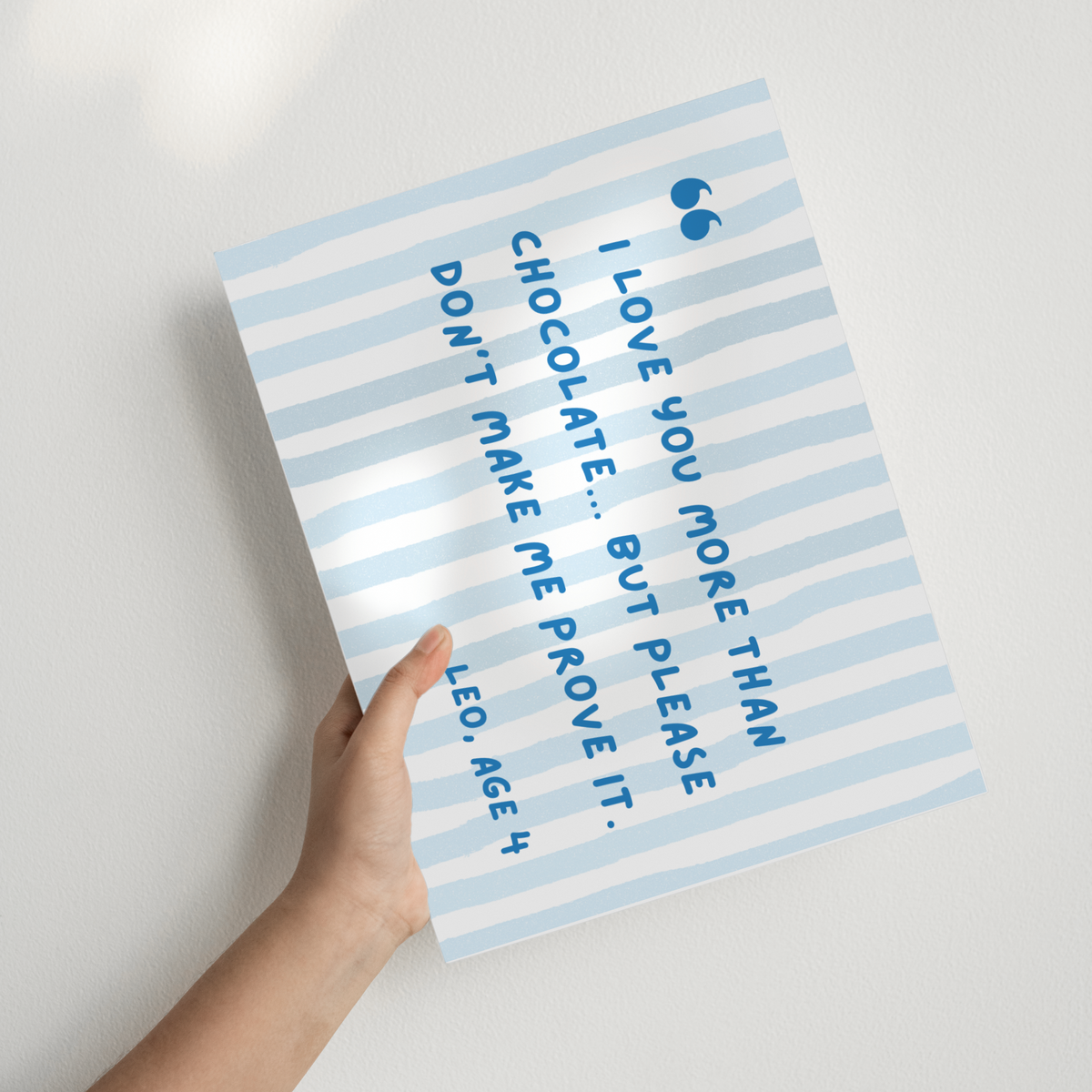 Personalized Quote Print for Kids – Blue Striped Wall Art