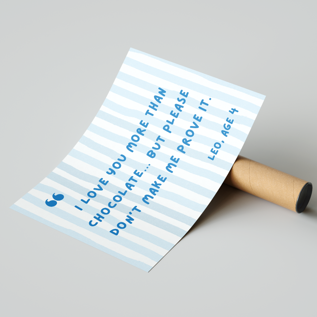 Personalized Quote Print for Kids – Blue Striped Wall Art