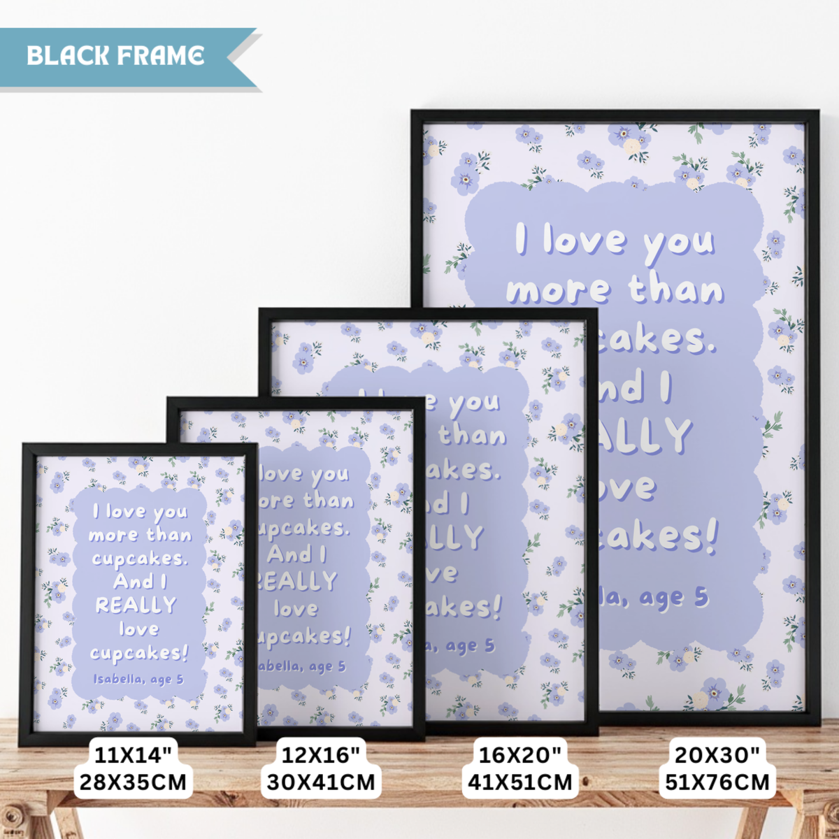 Personalized Floral Wall Art - Vertical Purple Print for Kids