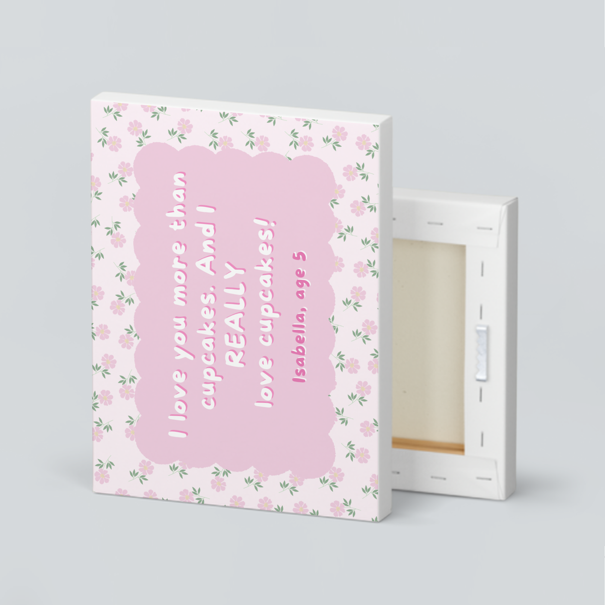 Custom Floral Kids Quote Wall Art - Pastel Pink Horizontal Print