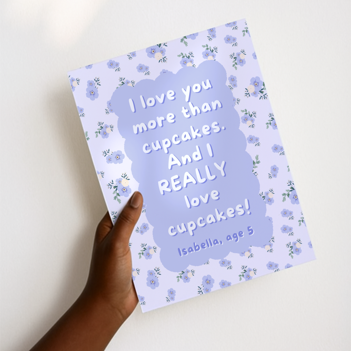 Personalized Floral Wall Art - Vertical Purple Print for Kids