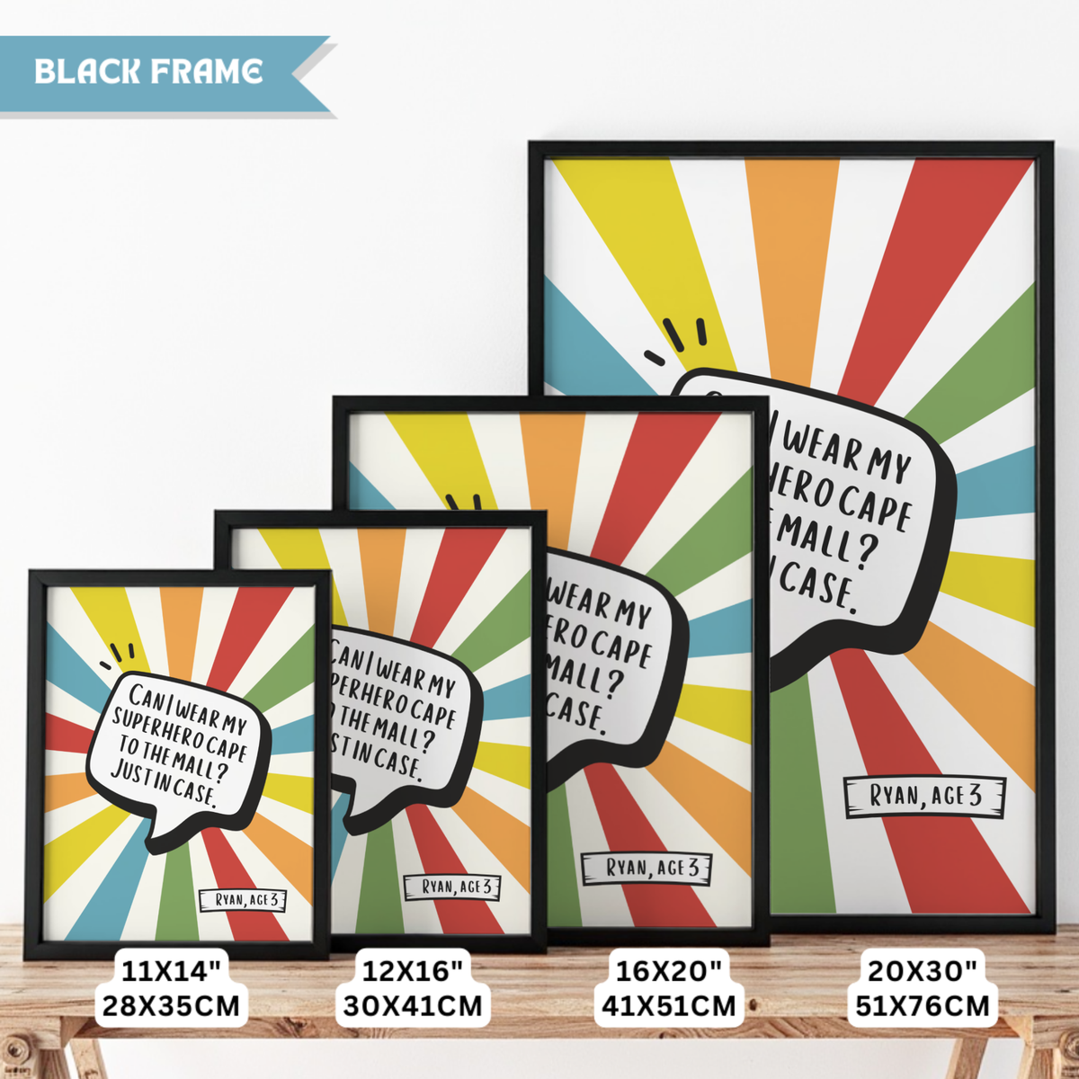 Personalized Comic Book Style Kids Quote Wall Art