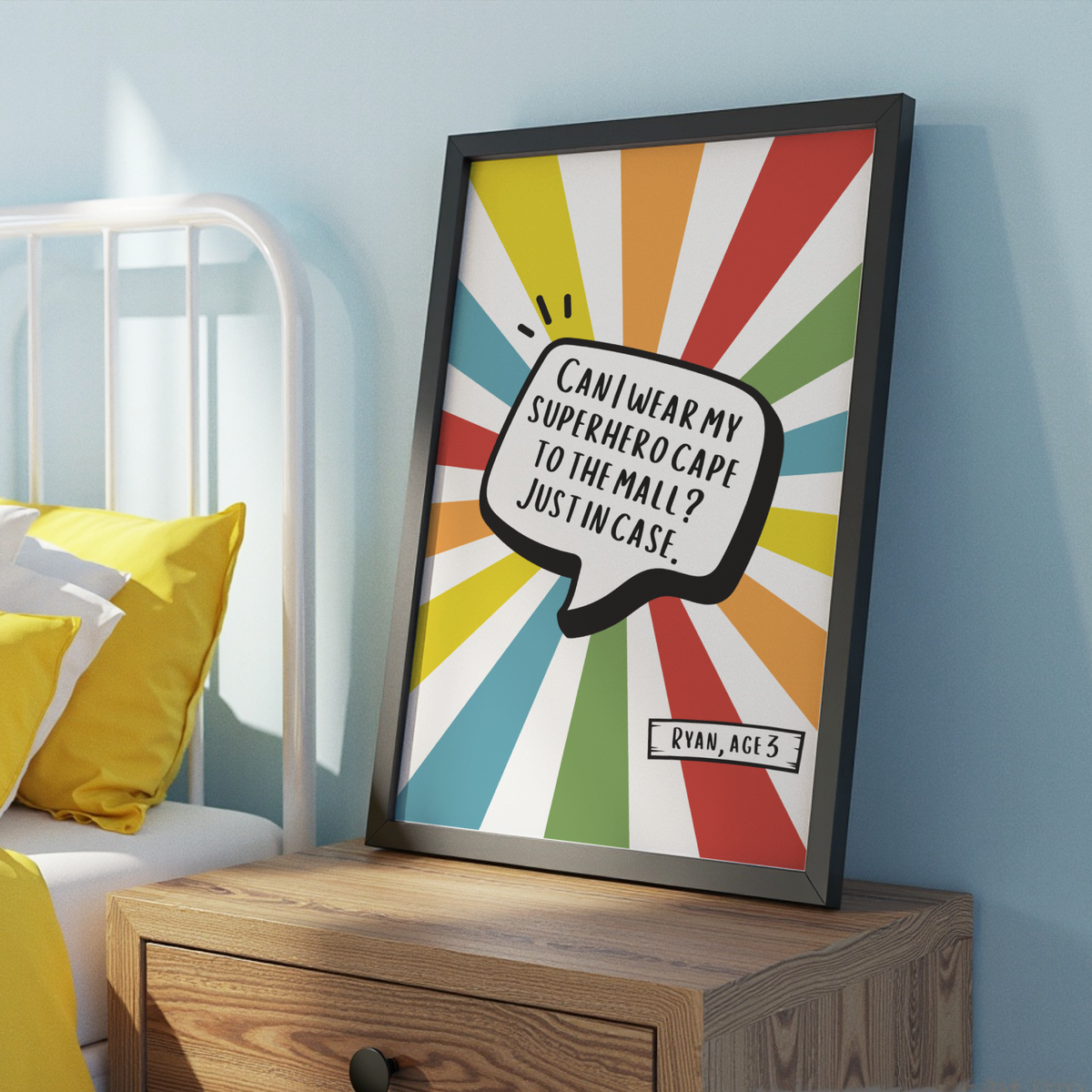 Personalized Comic Book Style Kids Quote Wall Art