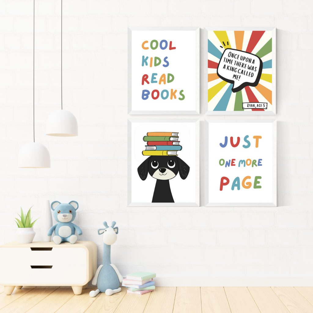 Personalized Book Lover Wall Gallery for Kids Reading Nooks