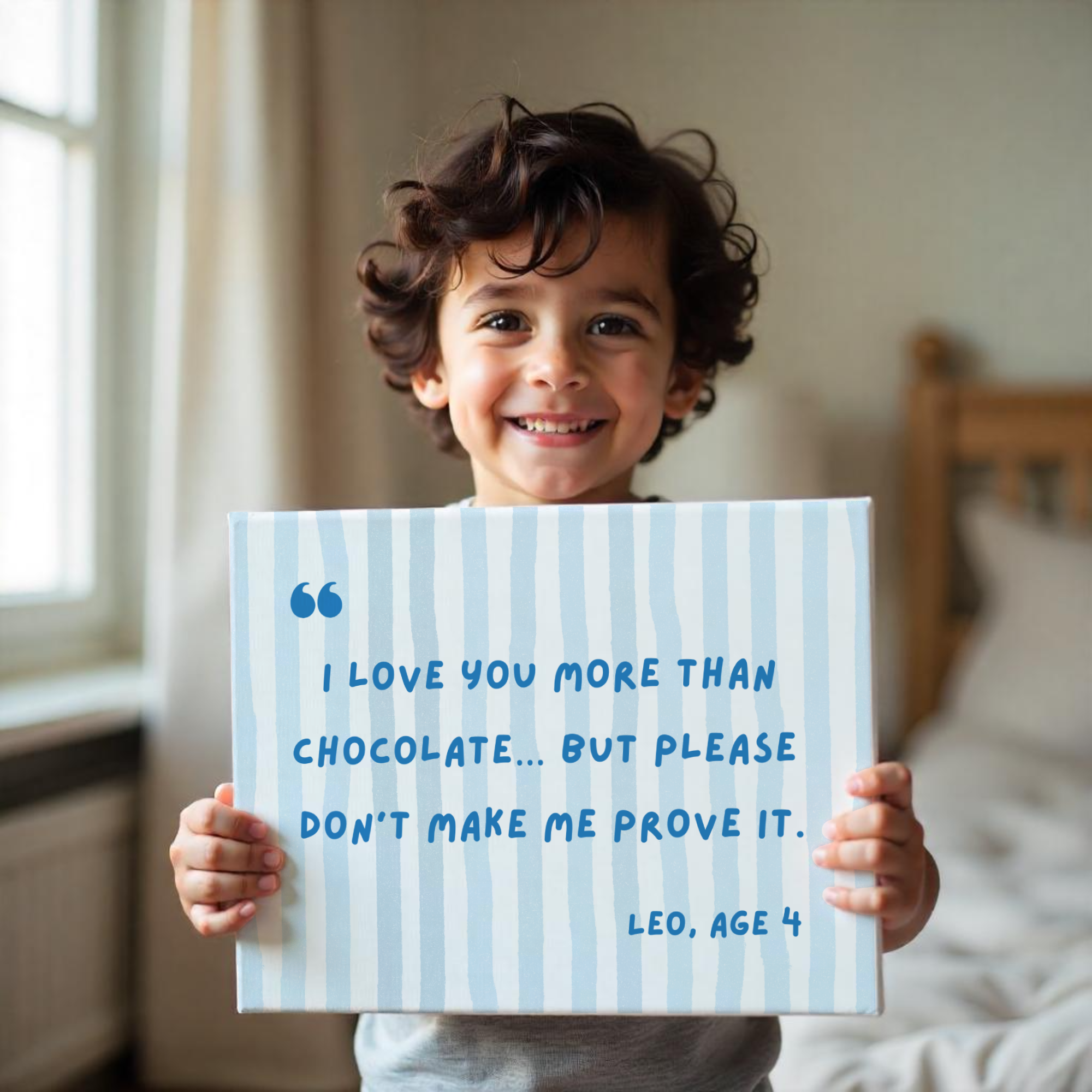Personalized Quote Print for Kids – Blue Striped Wall Art